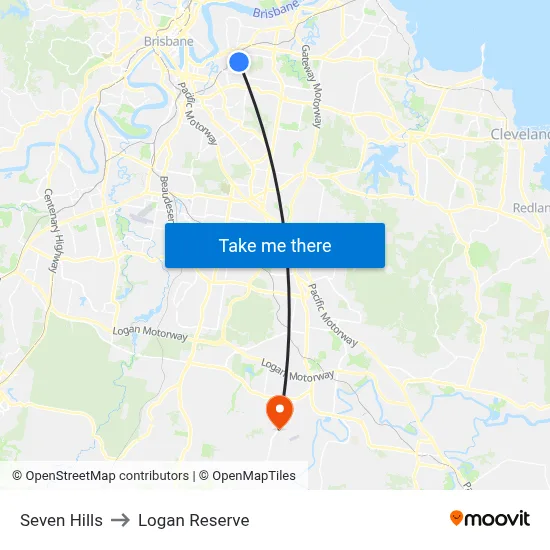 Seven Hills to Logan Reserve map
