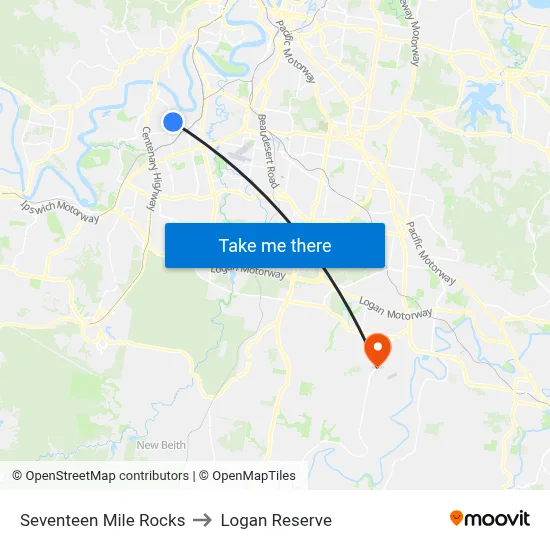 Seventeen Mile Rocks to Logan Reserve map