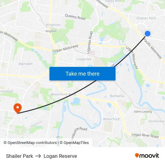 Shailer Park to Logan Reserve map