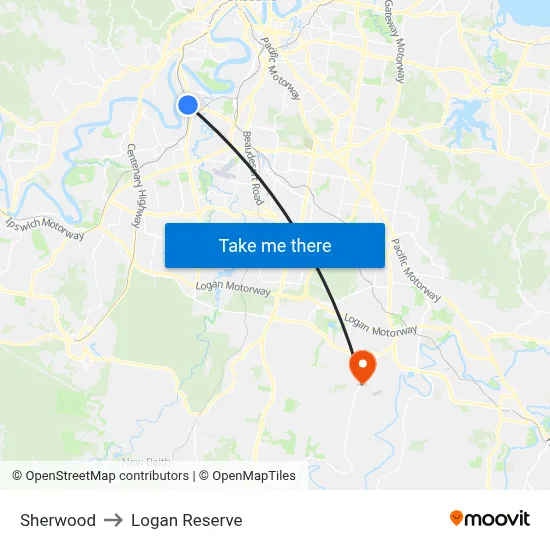 Sherwood to Logan Reserve map