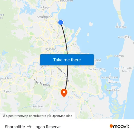 Shorncliffe to Logan Reserve map