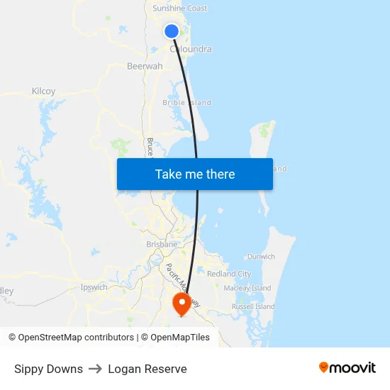 Sippy Downs to Logan Reserve map