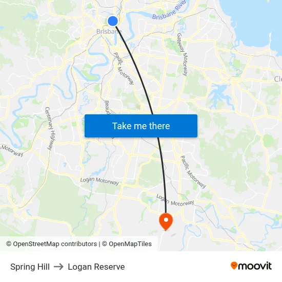Spring Hill to Logan Reserve map