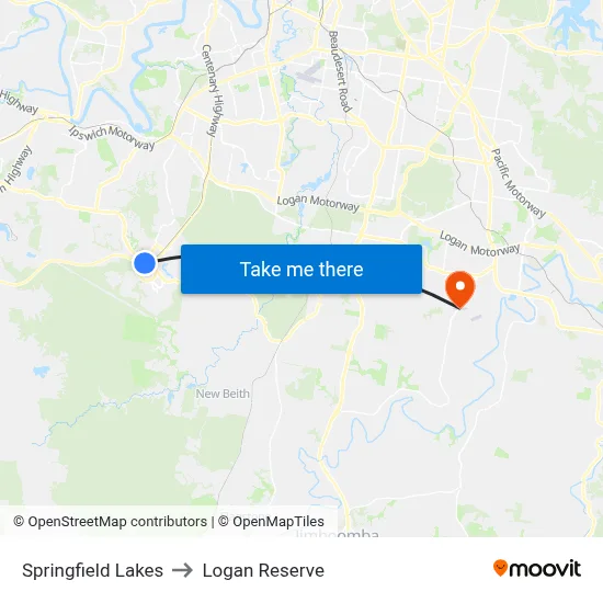 Springfield Lakes to Logan Reserve map