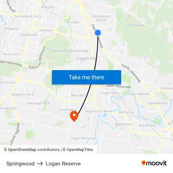 Springwood to Logan Reserve map