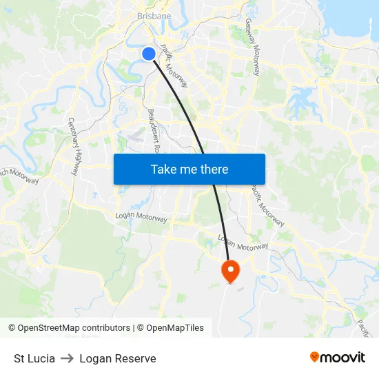 St Lucia to Logan Reserve map