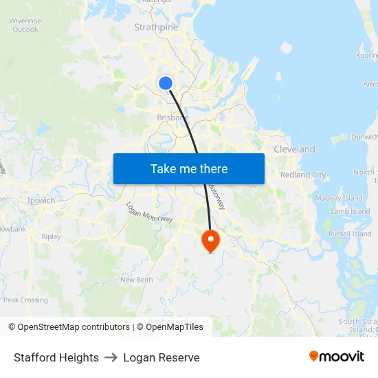 Stafford Heights to Logan Reserve map