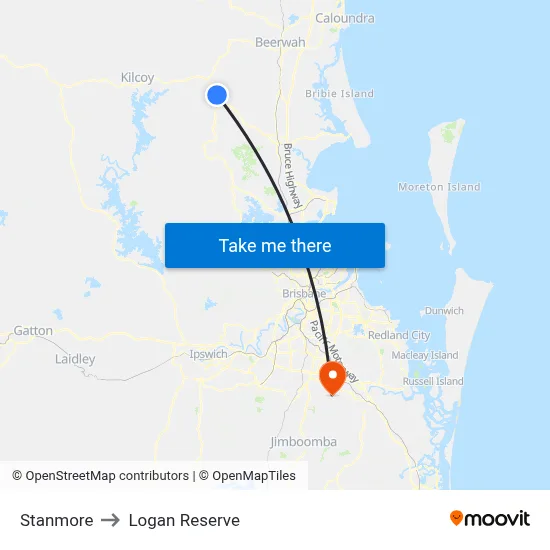 Stanmore to Logan Reserve map