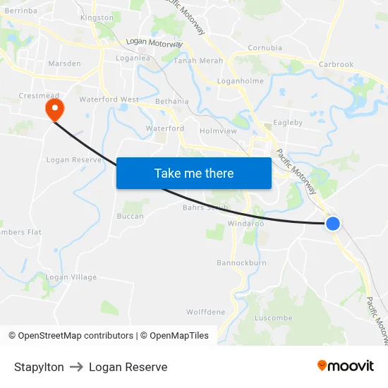 Stapylton to Logan Reserve map