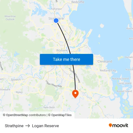 Strathpine to Logan Reserve map