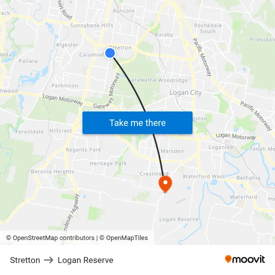 Stretton to Logan Reserve map