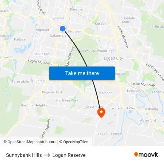 Sunnybank Hills to Logan Reserve map