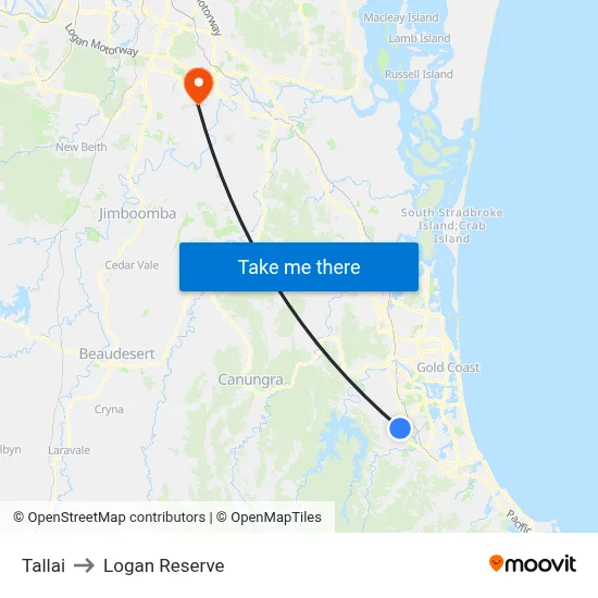 Tallai to Logan Reserve map