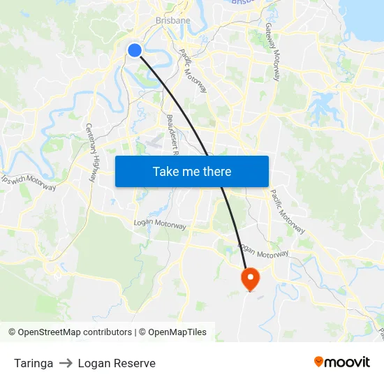 Taringa to Logan Reserve map