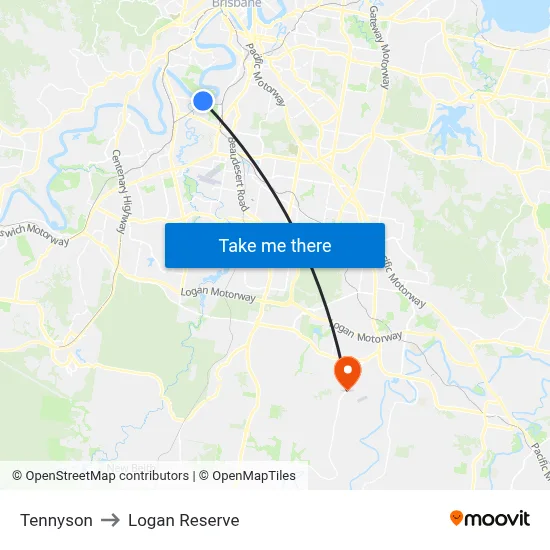 Tennyson to Logan Reserve map