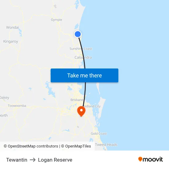 Tewantin to Logan Reserve map