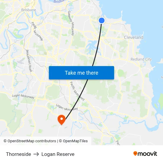 Thorneside to Logan Reserve map