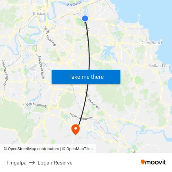 Tingalpa to Logan Reserve map