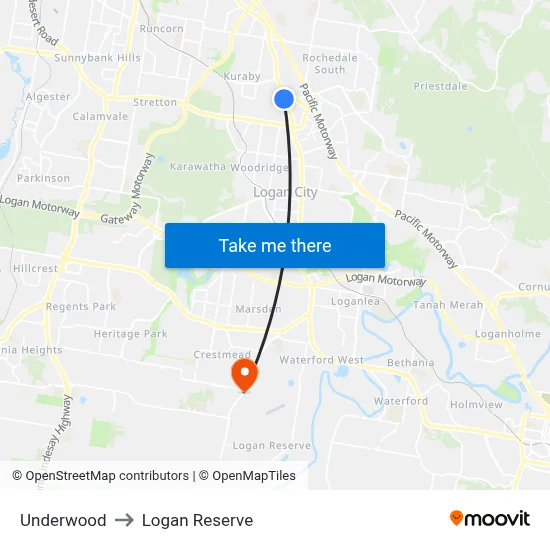 Underwood to Logan Reserve map