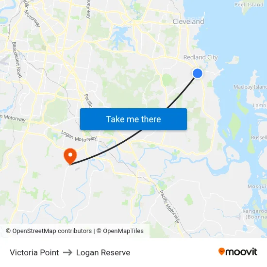 Victoria Point to Logan Reserve map
