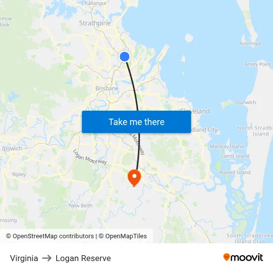 Virginia to Logan Reserve map