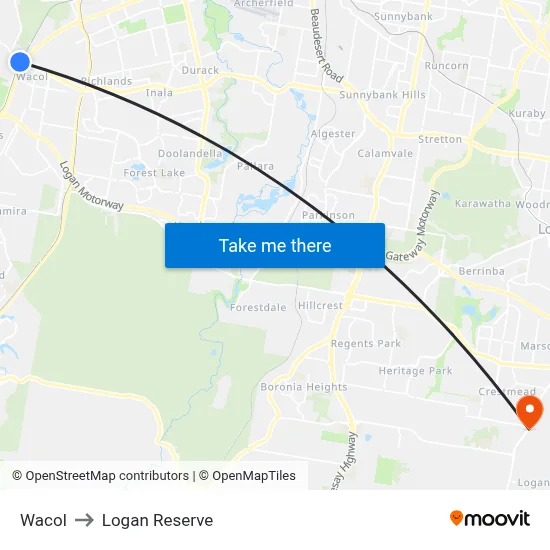 Wacol to Logan Reserve map