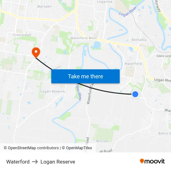 Waterford to Logan Reserve map