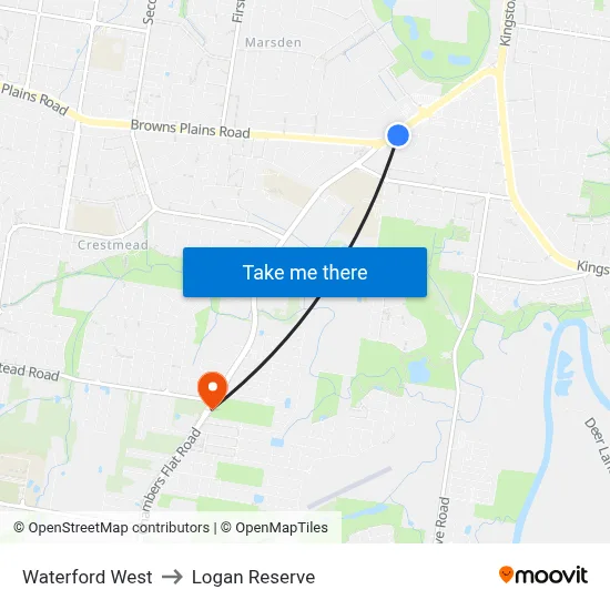 Waterford West to Logan Reserve map