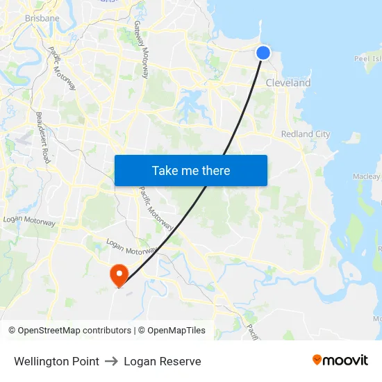 Wellington Point to Logan Reserve map