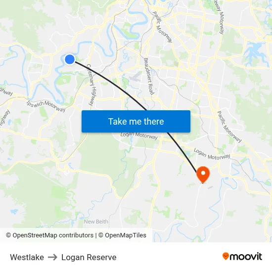 Westlake to Logan Reserve map