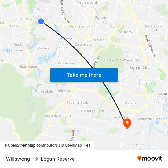 Willawong to Logan Reserve map