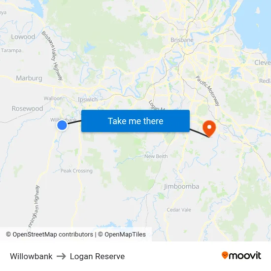 Willowbank to Logan Reserve map