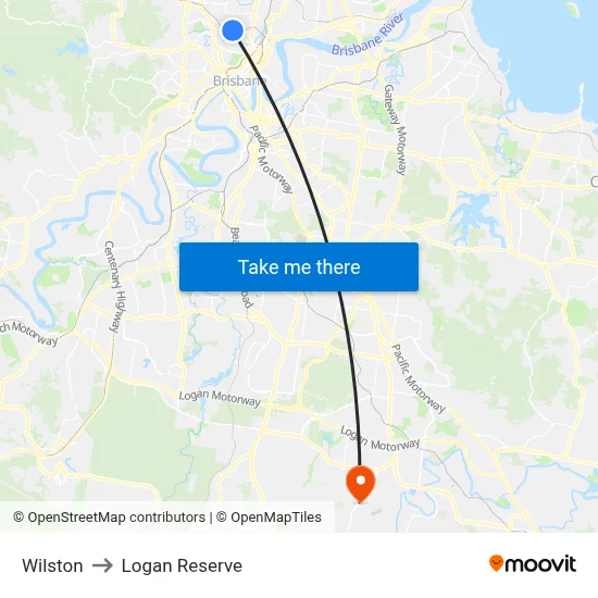 Wilston to Logan Reserve map