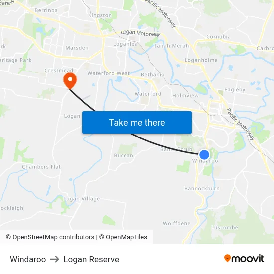 Windaroo to Logan Reserve map