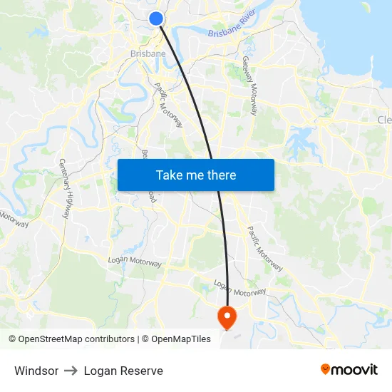Windsor to Logan Reserve map