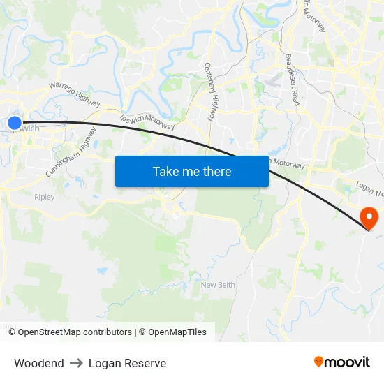 Woodend to Logan Reserve map