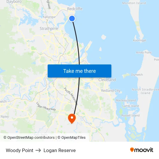 Woody Point to Logan Reserve map
