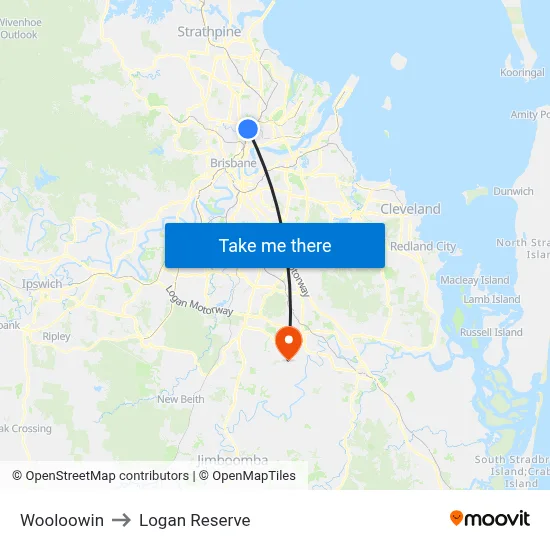 Wooloowin to Logan Reserve map