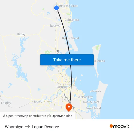 Woombye to Logan Reserve map