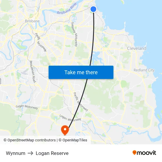 Wynnum to Logan Reserve map