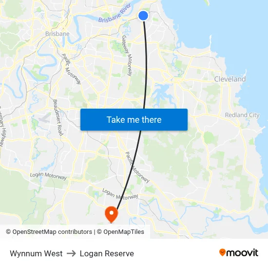 Wynnum West to Logan Reserve map