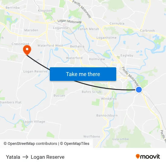 Yatala to Logan Reserve map