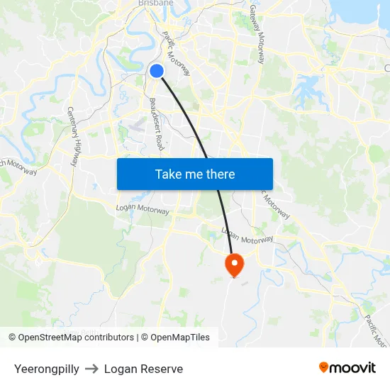 Yeerongpilly to Logan Reserve map