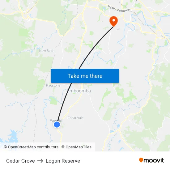 Cedar Grove to Logan Reserve map