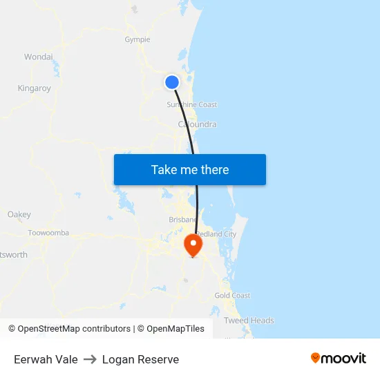Eerwah Vale to Logan Reserve map