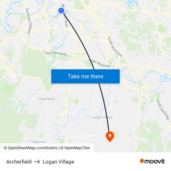 Archerfield to Logan Village map