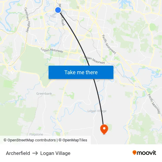 Archerfield to Logan Village map