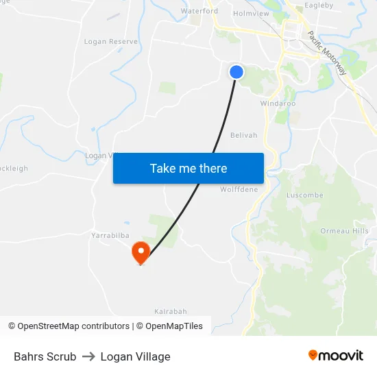 Bahrs Scrub to Logan Village map