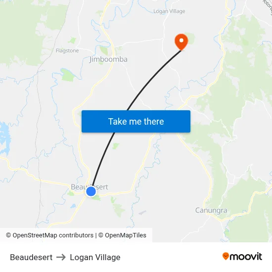 Beaudesert to Logan Village map