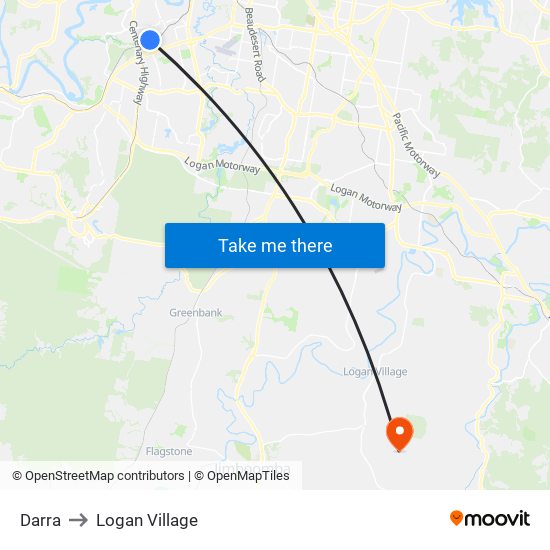 Darra to Logan Village map